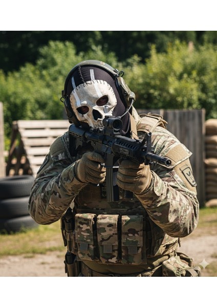 - Ghost Maskesi- Kostüm Partisi-Gamerler-Airsoft Oyuncuları Için fiyatları