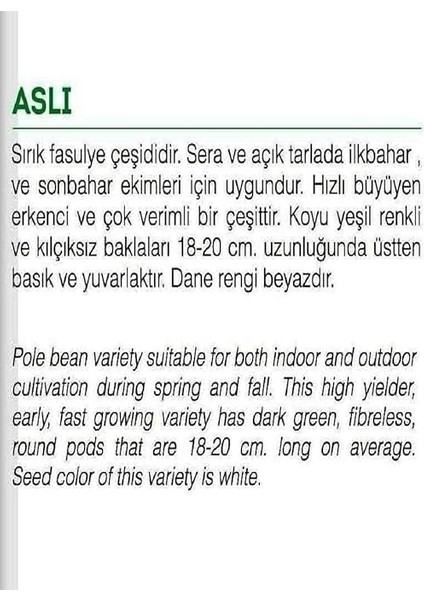 Tarım Ata Tohumu Yerli Sırık Fasulye Aslı 50 Adet Tohum fiyatları