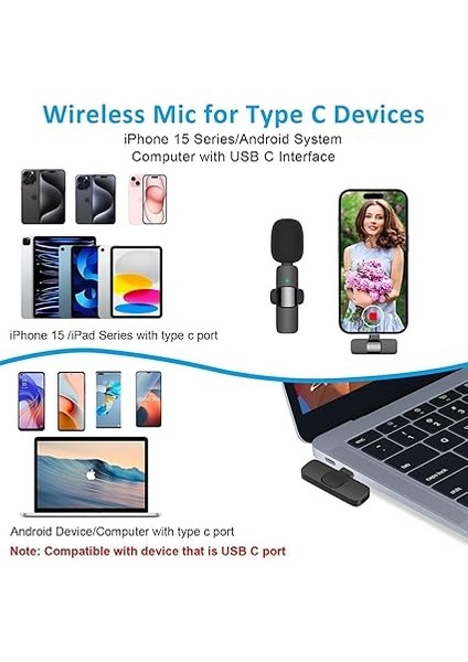 2’li Kablosuz Yaka Mikrofon Seti – Type-C Girişli, 1 Alıcı 2 Mikrofon, Bluetooth’suz Tak-Çalıştır, Gürültü Engelleme, iPhone 15/16 Ile Uyumlu, Vlog, Röportaj, Canlı Yayın Için fırsatları