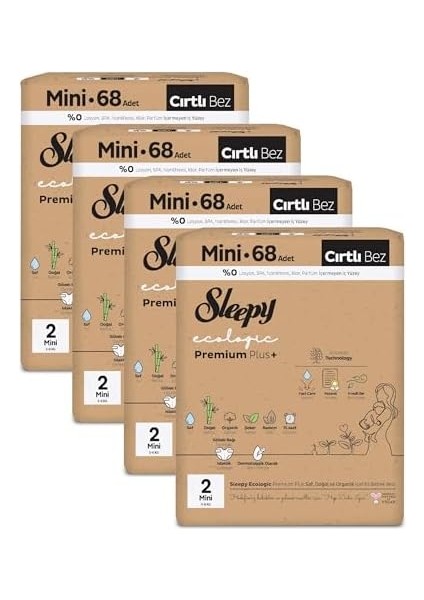 Sleepy Ecologic Premium Plus Efsane Paket Bebek Bezi 2 Numara Mini 272 Adet