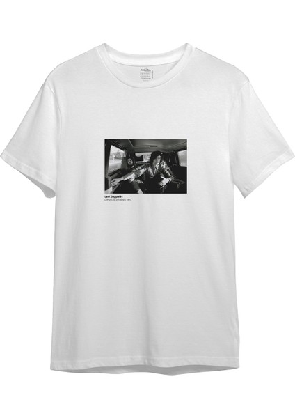 LED Zeppelin Limo Los Angeles 1971 Tişört - Beyaz