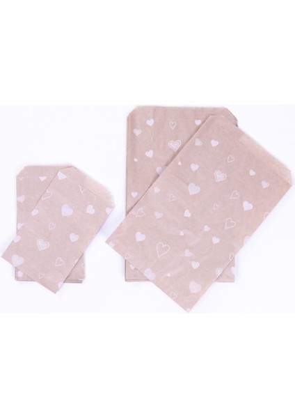 Kalp Desenli 50 Adet Kese Kağıdı, 11X20 cm