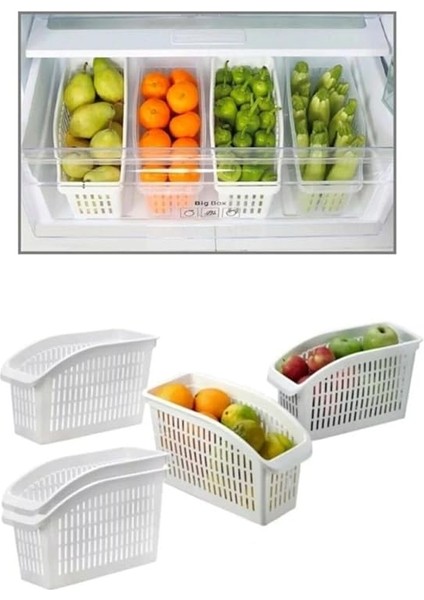 Buzdolabı Sepeti Dolap Içi Düzenleyici Sepet Organizer Beyaz 4 Adet 30X16X17 fırsatları