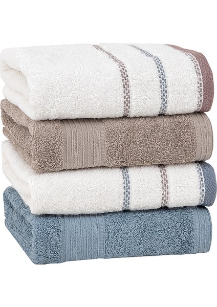Harmony 4'lü El / Yüz Havlu Seti - Mavi / Vizon fırsatları