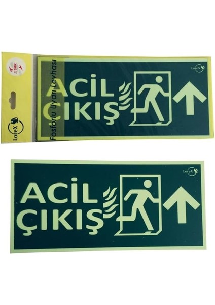 Lr-Fu Acil-Çıkış Yazılı Yukarı Ok Yön Gösteren Fosforlu Yön Levhası (1)