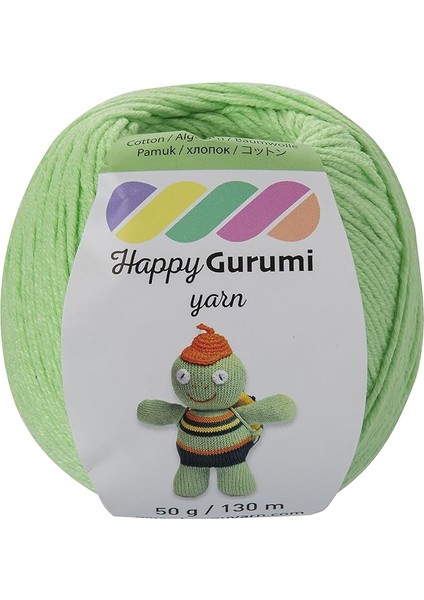 Yarn Happy Gurumi Amigurumi Örgü Ipi 50GR 130M Açık Yeşil, Happy Yarn