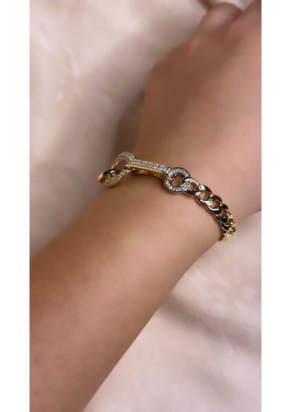 14 Ayar Altın Kaplama Rose Renginde Zincir Halka Model