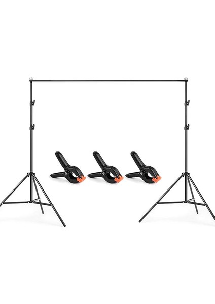 2 x 3 M / 6,6 x 10 Ft Stüdyo Arka Plan Standı Tutucu Alüminyum Alaşım Ayarlanabilir Fotoğraf Arka Planı Destek Sistemi Taşıma Çantası ile 3 Parçalı Arka Plan Kelepçesi