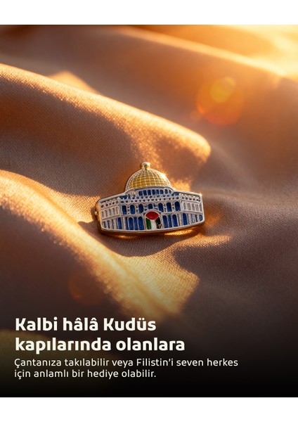 Kaya Kubbesinin Simgesi Orjinal Renkli Filistin Bayrak Ile Tasarımlı Metal Yaka Rozeti 1 Adet A300003 fırsatları
