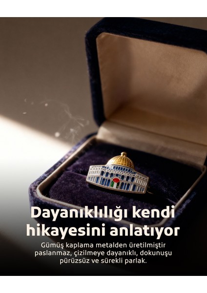 Kaya Kubbesinin Simgesi Orjinal Renkli Filistin Bayrak Ile Tasarımlı Metal Yaka Rozeti 1 Adet A300003 indirimleri