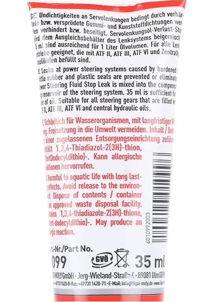 Moly Servo Direksiyon Yağı Kaybı Durdurma 35ML 1099 modelleri