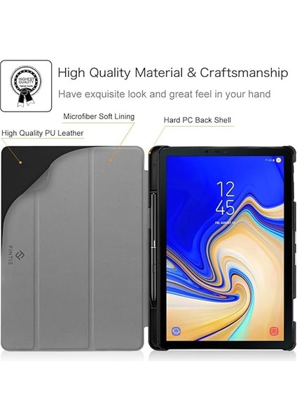 Samsung Galaxy Tab S4 10,5 2018 Için S Kalem Tutuculu Ince Kılıf, Samsung Tab S4 10,5 Inç Tablet SM-T830/T835/T837 Için Otomatik Uyku/uyanma Özellikli, Ultra Ince Üç Katlı Stand Kapak, Siyah indirimleri