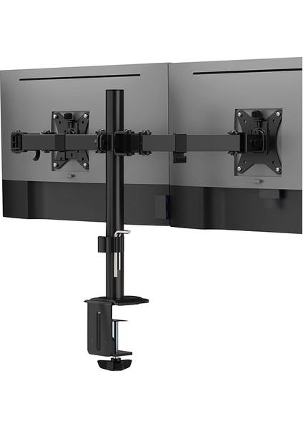 Çift Kol Monitör Standı 32" Ekrana Kadar Vesa 75X75 ve 100X100 Uyumlu Çift Ekran