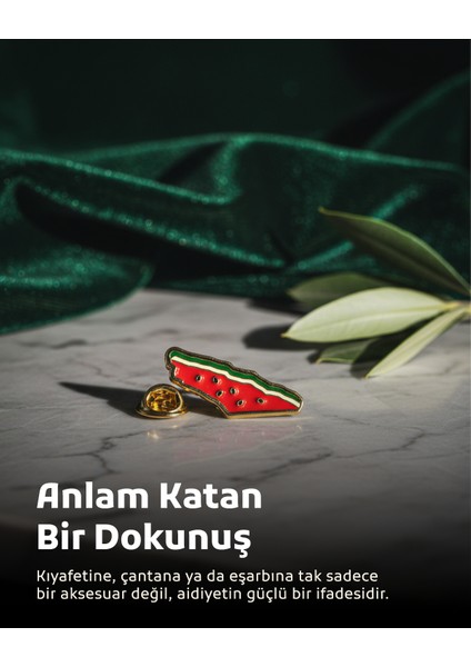 10'lu Filistin Haritası Sembolü Karpuz Tasarımlı Filistin Haritası Rozet A300005-10 fiyatları