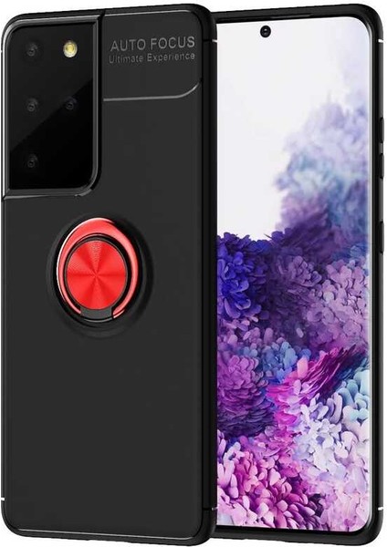 Galaxy S21 Ultra Kılıf Nxxa Ravel Silikon Kapak-Siyah-Kırmızı