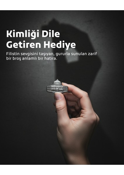 Kaya Kubbesinin Simgesi Gümüş Renkli Tasarımlı Metal Yaka Rozeti 1 Adet A300004