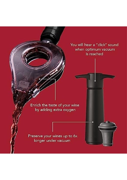 Vin 3890760 Air Şarap Aksesuar Seti, Plastik, Siyah fiyatları