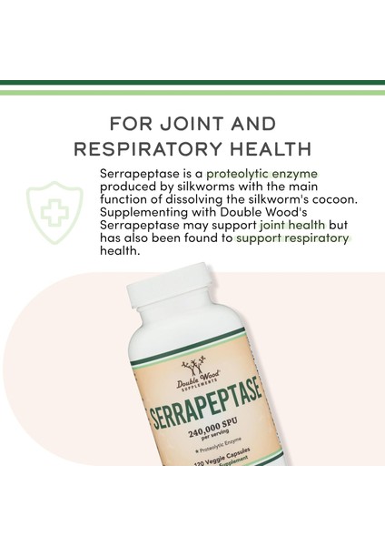 Serrapeptase 240,000 Proteolytic Hearth Enzyme Joint Health 120 Caps
