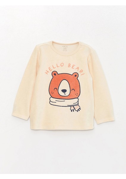 Lcw Baby Bej Bisiklet Yaka Uzun Kollu Baskılı Erkek Bebek Tişört ve Pantolon 2'li Takım fiyatları