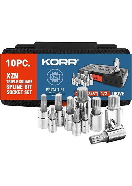 Tools KSS009 10 Adet Xzn Üçlü Kare Spline Bit Soket Seti