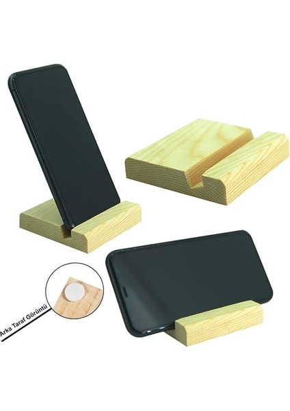 CT8008 Telefon Standı Masaüstü Ahşap Kaymaz Taban Pedli (8CMX8CMX1,6CM) Dizi, Film, Video, Görüntülü Sohbet Vb. Için Dik ve Yan Kullanımlı Telefon Tutucu Ahşap Stand