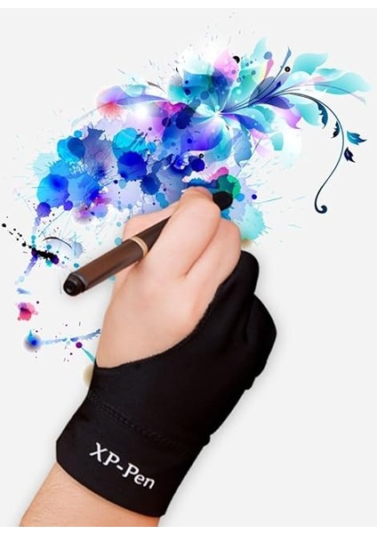 Elastik Likra Çürüme Önleyici Eldiven, Grafik Tablet/kalem Ekranı/ışıklı Kutu Için (Sağ ve Sol Için Uygun) (L)