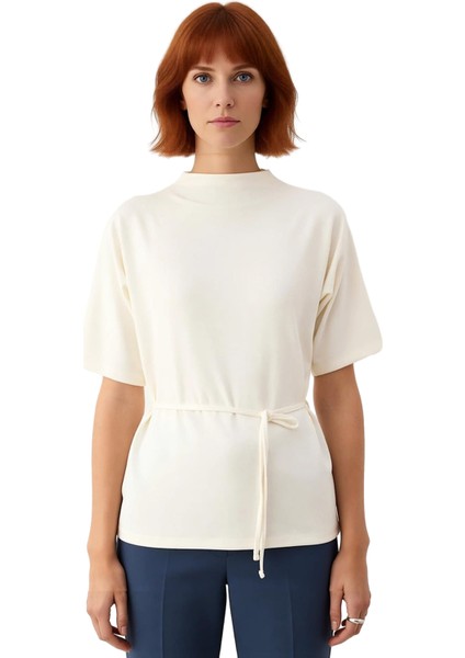 Kadın Regular Fit Dik Yaka Uzun Örme Bluz Kaliteli Şık Rahat Modern Zarif Günlük fiyatları