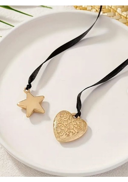 Kalp ve Yıldızlı Minimalist Kurdele Kolye fiyatları