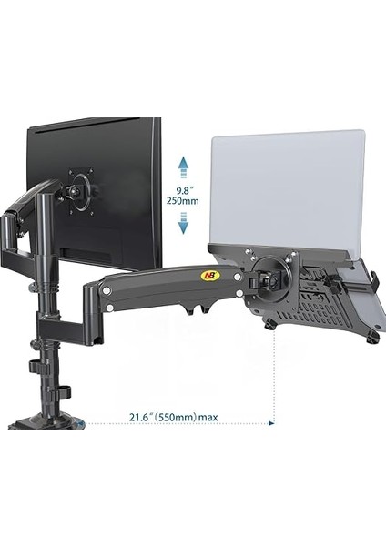 Bayou Nb H180-FP Çift Kol Amortisörlü 17"-27" Monitör Tutucu ve Laptop Standı fırsatları