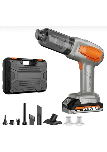 Wlue 20.000PA Güçlü Vakumlu 8in1 Araç Içi Üflemeli Süpürge 120W 7500MAH Çıkarılabilir Batarya