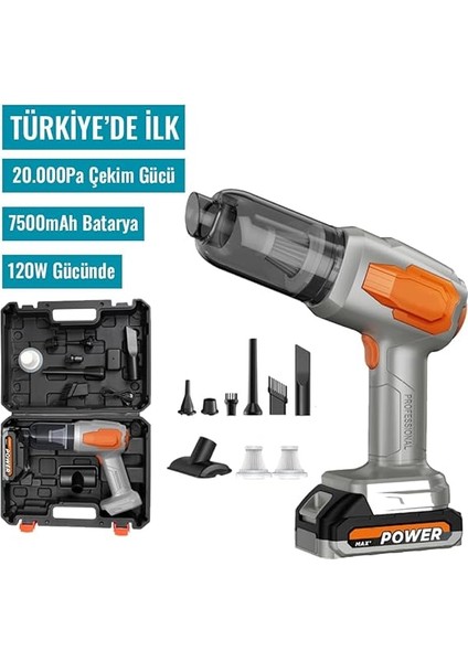 Wlue 20.000PA Güçlü Vakumlu 8in1 Araç Içi Üflemeli Süpürge 120W 7500MAH Çıkarılabilir Batarya fiyatları