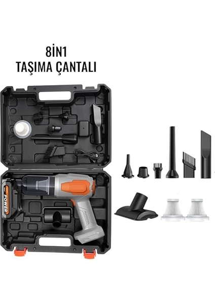 Wlue 20.000PA Güçlü Vakumlu 8in1 Araç Içi Üflemeli Süpürge 120W 7500MAH Çıkarılabilir Batarya modelleri