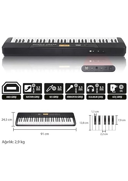 JTK-3600 61 Tuş Hassasiyetli 5 Oktav Org Seti - Siyah modelleri