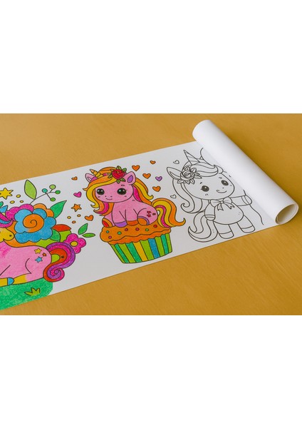 Unicorn Tek Boynuzlu At Sihirli ve Masalsı Unicorn Dünyası Boyama Rulosu 5mt fırsatları