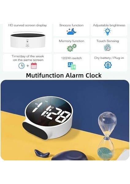 Çift Alarmlı LED Touch Snooze Şık Tasarım Masa Saati Beyaz fırsatları