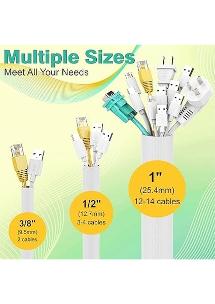 Köpek ve Kedi Kablo Koruma Izgarası, Kablo Hortumları 3 Metre - 12,7 Mm, Kabloyu Evcil Hayvanları Çiğnemeye Karşı Koruma, Genişletilebilir Örgülü Kendinden Kapanan Kablo Hortumu, Beyaz modelleri