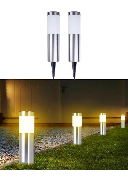 2 Adet Solar Güneş Enerjili, Gün Işığı, Bahçe Aydınlatması, IP65 Su Geçirmez, Paslanmaz Çelik, Veranda, Çim, Bahçe, Avlu, Balkon, Havuz Kenarı, Yürüyüş Yolu, Peyzaj Lambası, 38 cm