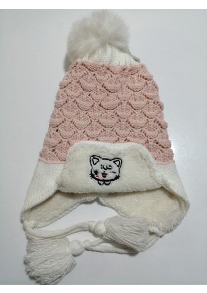 Kız Çocuk Kulak Korumalı Kedi Figürlü Içi Polar Ponponlu Örgü Bere 1-4 Yaş fiyatları