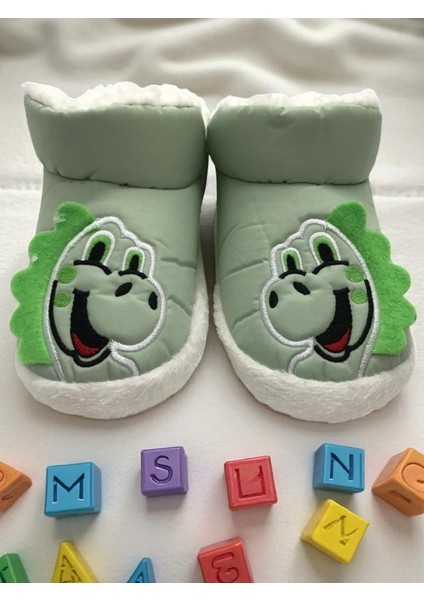 Erkek Çocuk Hayvanlı Kışlık Yumuşacık Içi Yünlü Mavi Ev Pandufu fiyatları