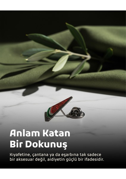 10'lu Filistin Simgesi Renkli Üçgen Karpuz Dilimi Tasarımlı Metal Yaka Rozeti A300007-10 fiyatları