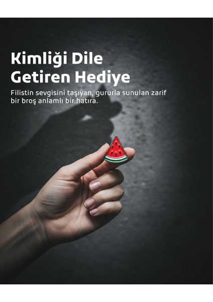10'lu Filistin Simgesi Renkli Üçgen Karpuz Dilimi Tasarımlı Metal Yaka Rozeti A300007-10 fırsatları