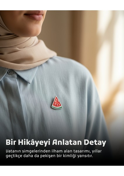 10'lu Filistin Simgesi Renkli Üçgen Karpuz Dilimi Tasarımlı Metal Yaka Rozeti A300007-10 indirimleri