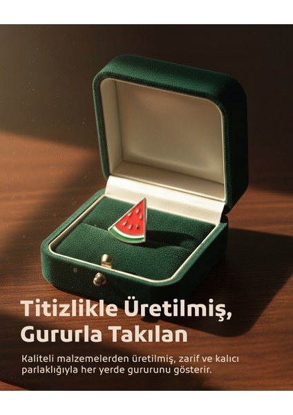 10'lu Filistin Simgesi Renkli Üçgen Karpuz Dilimi Tasarımlı Metal Yaka Rozeti A300007-10