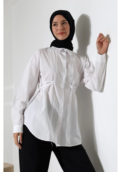 Kadın 100% Pamuk Poplin Kumaş Beyaz Tesettür Gömlek modelleri