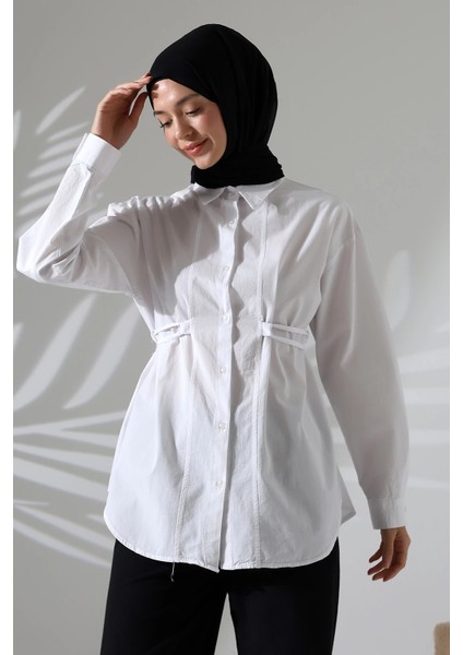 Kadın 100% Pamuk Poplin Kumaş Beyaz Tesettür Gömlek fırsatları
