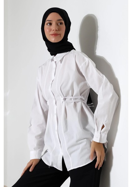 Kadın 100% Pamuk Poplin Kumaş Beyaz Tesettür Gömlek indirimleri