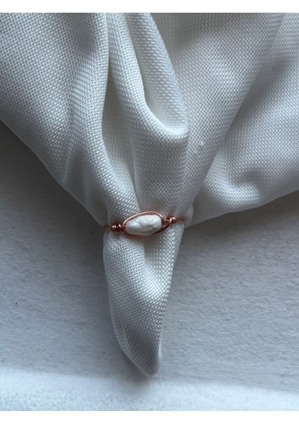Barok Inci Ayarlanabilir Bakır Renk Tel Yüzük