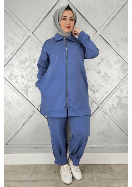 Kadın Taş Detaylı Tesettür Takım modelleri