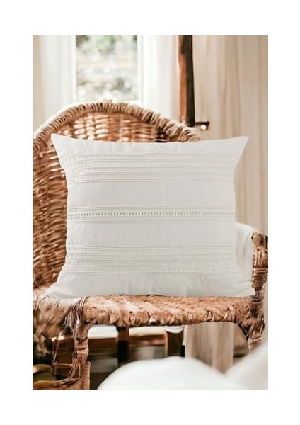 Dokuma TASARIM%100 Pamuklu 45X45CM Kırlent Kılıfı Krem Krem fiyatları