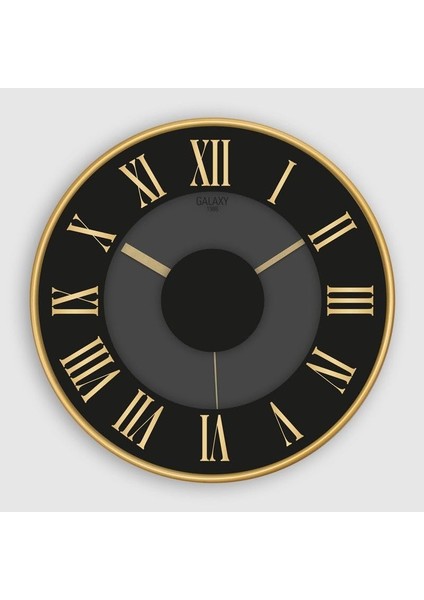Premium Serisi Abs Çerçeveli Roma Rakamlı Sessiz Akar Duvar Saati 30 Cm, - Siyah